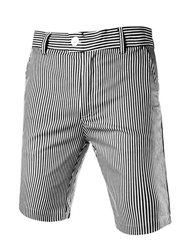 uxcell Men's Summer Shorts Stripe Slim Fit Flat Front Seersucker